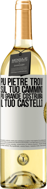 29,95 € | Vino bianco Edizione WHITE Più pietre trovi sul tuo cammino, più grande costruirai il tuo castello Etichetta Bianca. Etichetta personalizzabile Vino giovane Raccogliere 2024 Verdejo