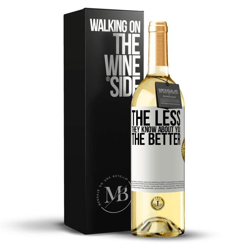 29,95 € 送料無料 | 白ワイン WHITEエディション 彼らがあなたについて知っているほど、良い ホワイトラベル. カスタマイズ可能なラベル 若いワイン 収穫 2023 Verdejo