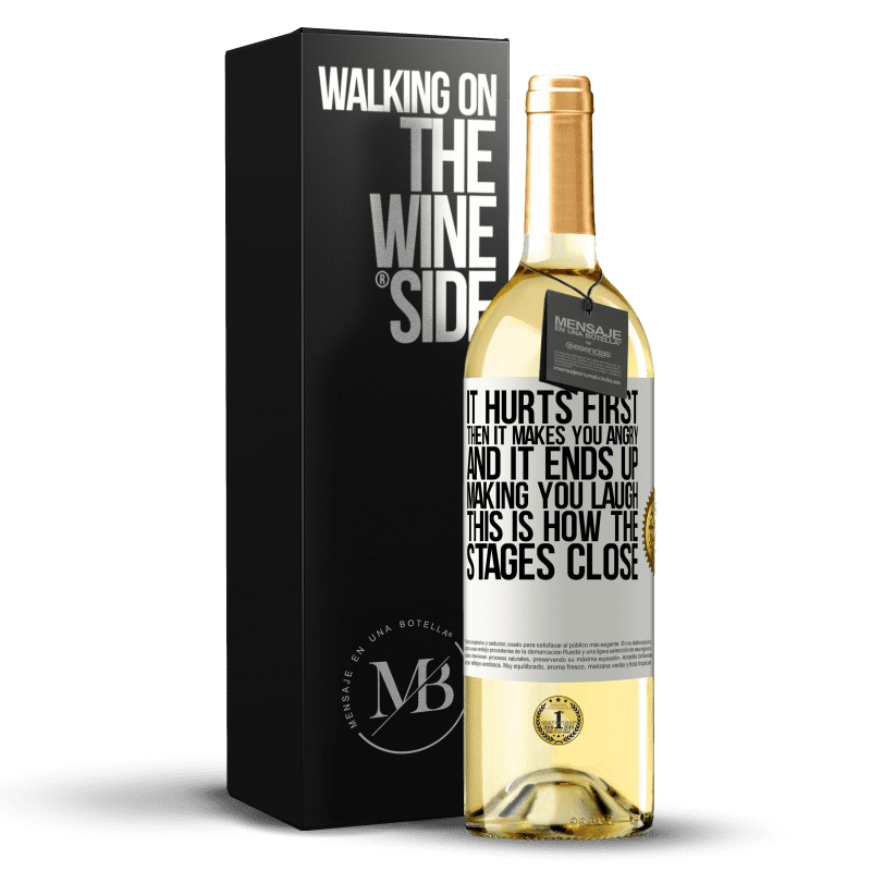 29,95 € Free Shipping | White Wine WHITE Edition It hurts first, then it makes you angry, and it ends up making you laugh. This is how the stages close White Label. Customizable label Young wine Harvest 2023 Verdejo