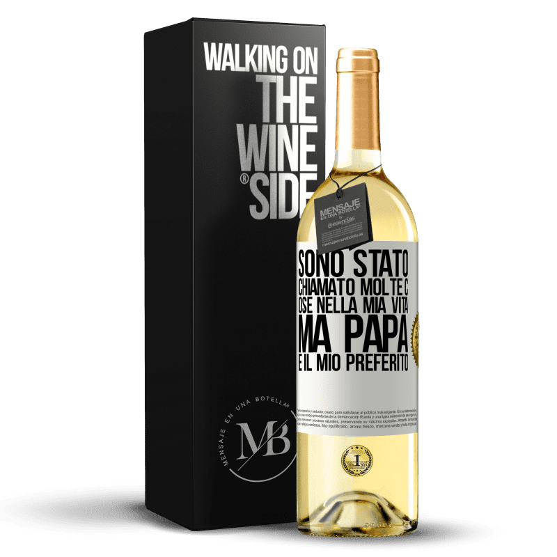 29,95 € Spedizione Gratuita | Vino bianco Edizione WHITE Sono stato chiamato molte cose nella mia vita, ma papà è il mio preferito Etichetta Bianca. Etichetta personalizzabile Vino giovane Raccogliere 2024 Verdejo