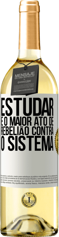 29,95 € | Vinho branco Edição WHITE Estudar é o maior ato de rebelião contra o sistema Etiqueta Branca. Etiqueta personalizável Vinho jovem Colheita 2024 Verdejo