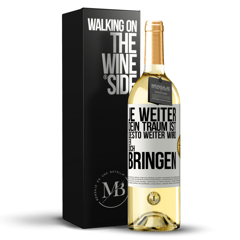 29,95 € Kostenloser Versand | Weißwein WHITE Ausgabe Je weiter dein Traum ist, desto weiter wird er dich bringen Weißes Etikett. Anpassbares Etikett Junger Wein Ernte 2023 Verdejo