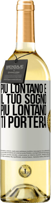 29,95 € Spedizione Gratuita | Vino bianco Edizione WHITE Più lontano è il tuo sogno, più lontano ti porterà Etichetta Bianca. Etichetta personalizzabile Vino giovane Raccogliere 2025 Verdejo