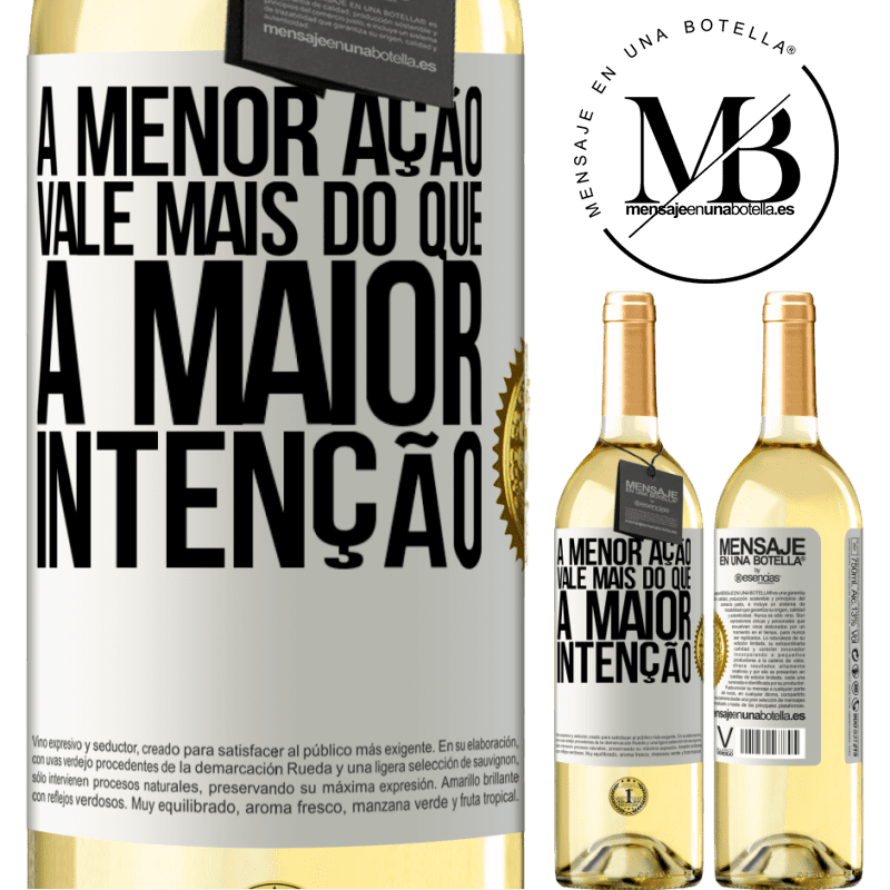 29,95 € Envio grátis | Vinho branco Edição WHITE A menor ação vale mais do que a maior intenção Etiqueta Branca. Etiqueta personalizável Vinho jovem Colheita 2024 Verdejo