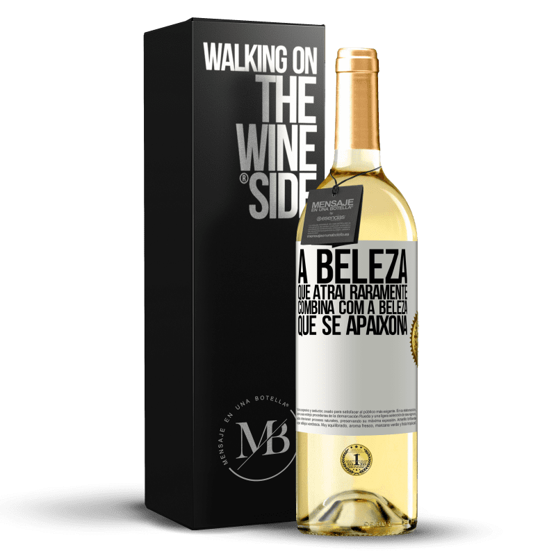 29,95 € Envio grátis | Vinho branco Edição WHITE A beleza que atrai raramente combina com a beleza que se apaixona Etiqueta Branca. Etiqueta personalizável Vinho jovem Colheita 2024 Verdejo