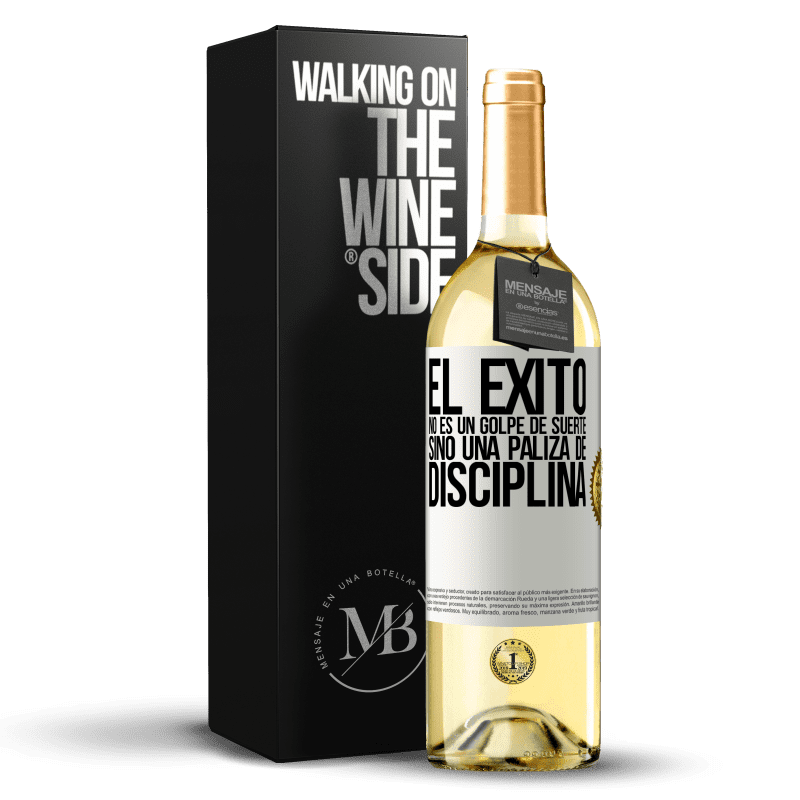 29,95 € Envío gratis | Vino Blanco Edición WHITE El éxito no es un golpe de suerte, sino una paliza de disciplina Etiqueta Blanca. Etiqueta personalizable Vino joven Cosecha 2025 Verdejo