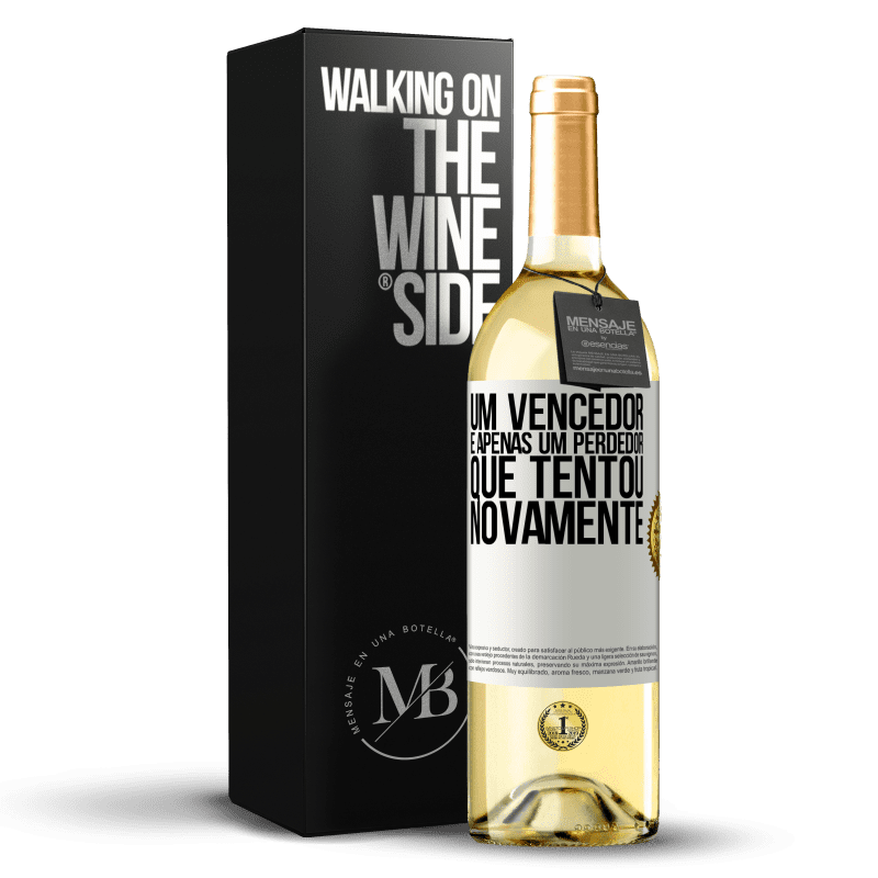 29,95 € Envio grátis | Vinho branco Edição WHITE Um vencedor é apenas um perdedor que tentou novamente Etiqueta Branca. Etiqueta personalizável Vinho jovem Colheita 2024 Verdejo