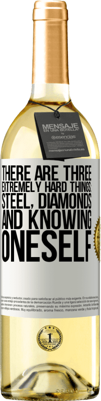 29,95 € | Белое вино Издание WHITE Есть три чрезвычайно сложные вещи: сталь, бриллианты и знание себя Белая этикетка. Настраиваемая этикетка Молодое вино Урожай 2023 Verdejo