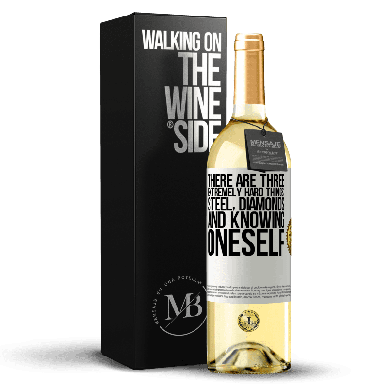 29,95 € Free Shipping | White Wine WHITE Edition There are three extremely hard things: steel, diamonds, and knowing oneself White Label. Customizable label Young wine Harvest 2023 Verdejo