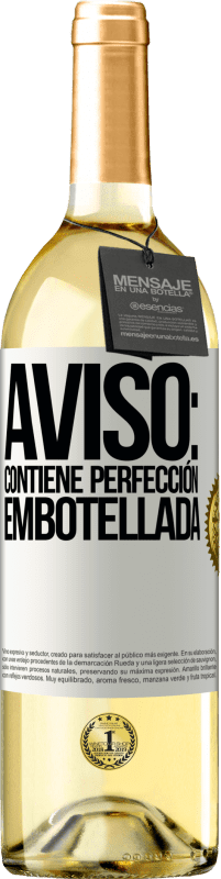 Envío gratis | Vino Blanco Edición WHITE Aviso: contiene perfección embotellada Etiqueta Blanca. Etiqueta personalizable Vino joven Cosecha 2023 Verdejo