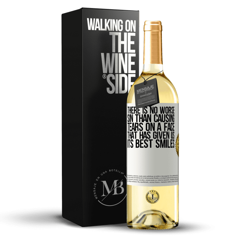 29,95 € Free Shipping | White Wine WHITE Edition There is no worse sin than causing tears on a face that has given us its best smiles White Label. Customizable label Young wine Harvest 2023 Verdejo