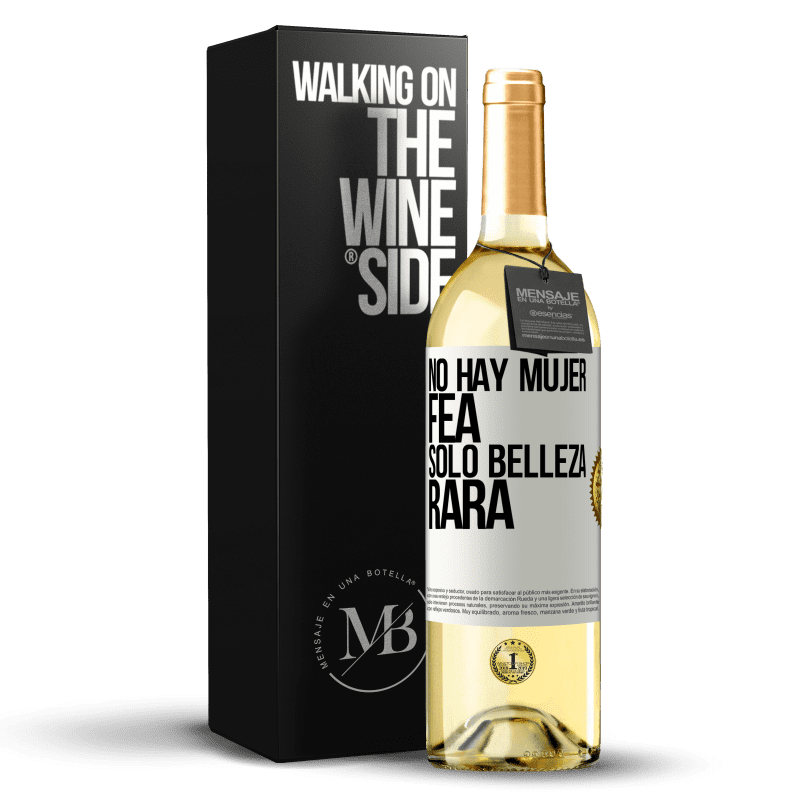 29,95 € Envío gratis | Vino Blanco Edición WHITE No hay mujer fea, solo belleza rara Etiqueta Blanca. Etiqueta personalizable Vino joven Cosecha 2024 Verdejo