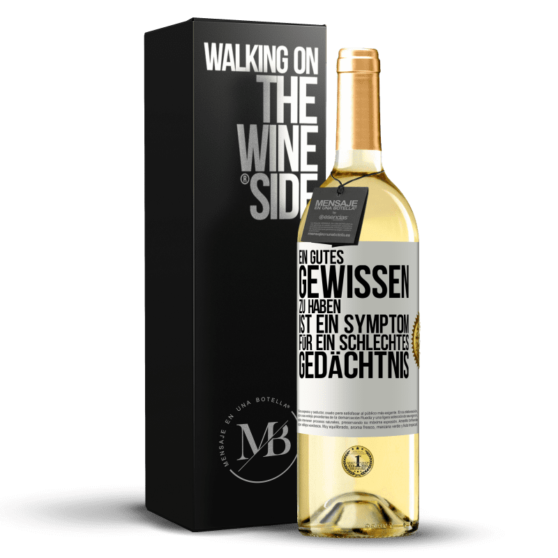 29,95 € Kostenloser Versand | Weißwein WHITE Ausgabe Ein gutes Gewissen zu haben ist ein Symptom für ein schlechtes Gedächtnis Weißes Etikett. Anpassbares Etikett Junger Wein Ernte 2023 Verdejo