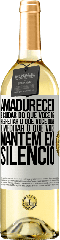 29,95 € | Vinho branco Edição WHITE Amadurecer é cuidar do que você diz, respeitar o que você ouve e meditar o que você mantém em silêncio Etiqueta Branca. Etiqueta personalizável Vinho jovem Colheita 2024 Verdejo