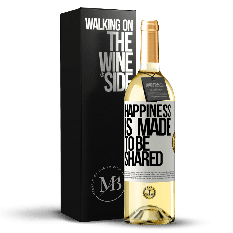 29,95 € Бесплатная доставка | Белое вино Издание WHITE Счастье сделано, чтобы делиться Белая этикетка. Настраиваемая этикетка Молодое вино Урожай 2023 Verdejo
