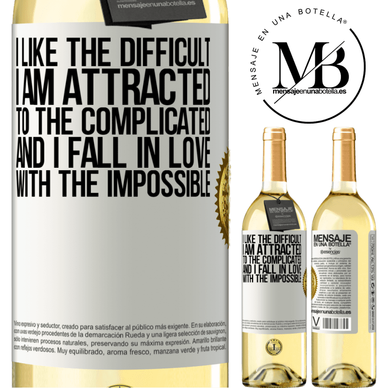 29,95 € Free Shipping | White Wine WHITE Edition I like the difficult, I am attracted to the complicated, and I fall in love with the impossible White Label. Customizable label Young wine Harvest 2022 Verdejo