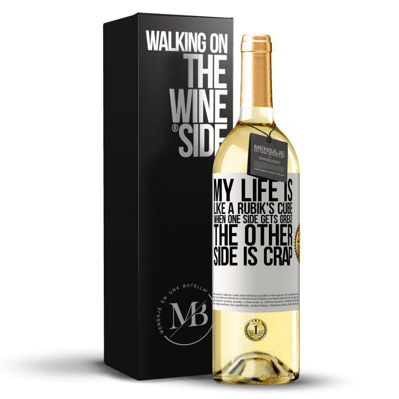 29,95 € Free Shipping | White Wine WHITE Edition My life is like a rubik's cube. When one side gets great, the other side is crap White Label. Customizable label Young wine Harvest 2023 Verdejo