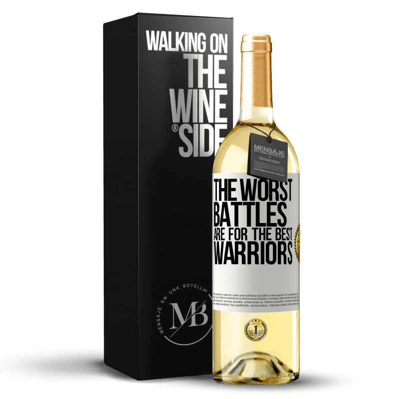 29,95 € Free Shipping | White Wine WHITE Edition The worst battles are for the best warriors White Label. Customizable label Young wine Harvest 2023 Verdejo