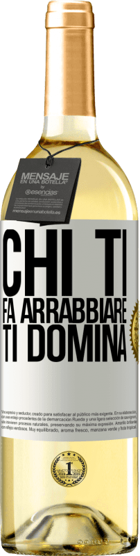 29,95 € Spedizione Gratuita | Vino bianco Edizione WHITE Chi ti fa arrabbiare ti domina Etichetta Bianca. Etichetta personalizzabile Vino giovane Raccogliere 2025 Verdejo