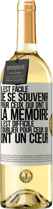 29,95 € | Vin blanc Édition WHITE Il est facile de se souvenir pour ceux qui ont de la mémoire. Il est difficile d'oublier pour ceux qui ont un cœur Étiquette Blanche. Étiquette personnalisable Vin jeune Récolte 2024 Verdejo