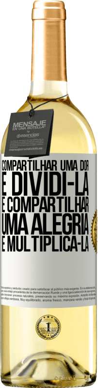 29,95 € | Vinho branco Edição WHITE Compartilhar uma dor é dividi-la e compartilhar uma alegria é multiplicá-la Etiqueta Branca. Etiqueta personalizável Vinho jovem Colheita 2024 Verdejo