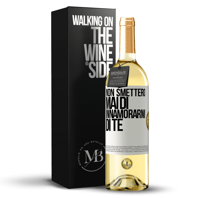 29,95 € Spedizione Gratuita | Vino bianco Edizione WHITE Non smetterò mai di innamorarmi di te Etichetta Bianca. Etichetta personalizzabile Vino giovane Raccogliere 2024 Verdejo