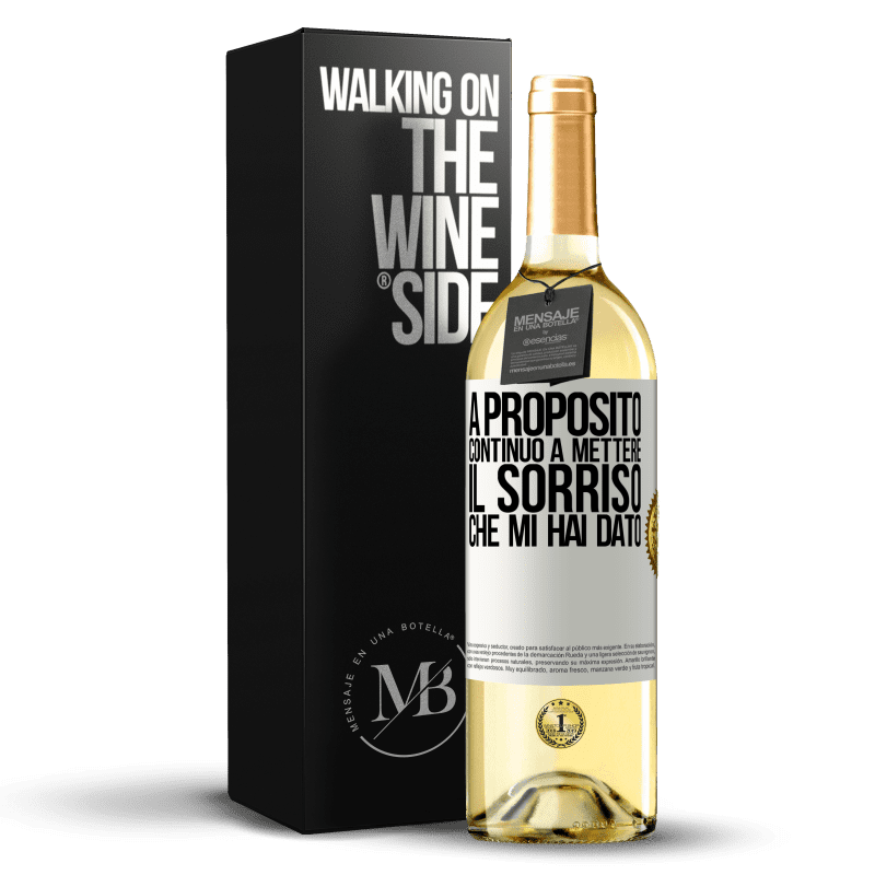 29,95 € Spedizione Gratuita | Vino bianco Edizione WHITE A proposito, continuo a mettere il sorriso che mi hai dato Etichetta Bianca. Etichetta personalizzabile Vino giovane Raccogliere 2024 Verdejo