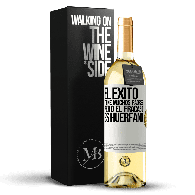 29,95 € Envío gratis | Vino Blanco Edición WHITE El éxito tiene muchos padres, pero el fracaso es huérfano Etiqueta Blanca. Etiqueta personalizable Vino joven Cosecha 2024 Verdejo