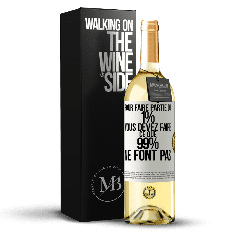 29,95 € Envoi gratuit | Vin blanc Édition WHITE Pour faire partie du 1% vous devez faire ce que 99% ne font pas Étiquette Blanche. Étiquette personnalisable Vin jeune Récolte 2023 Verdejo