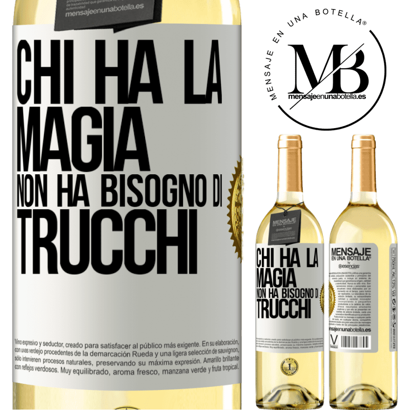 29,95 € Spedizione Gratuita | Vino bianco Edizione WHITE Chi ha la magia non ha bisogno di trucchi Etichetta Bianca. Etichetta personalizzabile Vino giovane Raccogliere 2024 Verdejo