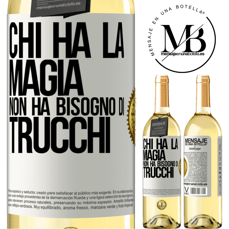 29,95 € Spedizione Gratuita | Vino bianco Edizione WHITE Chi ha la magia non ha bisogno di trucchi Etichetta Bianca. Etichetta personalizzabile Vino giovane Raccogliere 2025 Verdejo