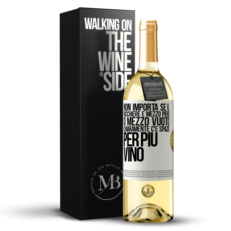 29,95 € Spedizione Gratuita | Vino bianco Edizione WHITE Non importa se il bicchiere è mezzo pieno o mezzo vuoto. Chiaramente c'è spazio per più vino Etichetta Bianca. Etichetta personalizzabile Vino giovane Raccogliere 2024 Verdejo