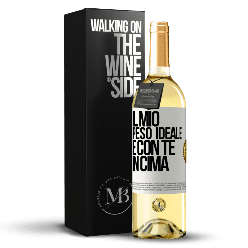 29,95 € Spedizione Gratuita | Vino bianco Edizione WHITE Il mio peso ideale è con te in cima Etichetta Bianca. Etichetta personalizzabile Vino giovane Raccogliere 2024 Verdejo