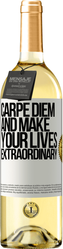 29,95 € | Белое вино Издание WHITE Carpe Diem и сделай свою жизнь необычайной Белая этикетка. Настраиваемая этикетка Молодое вино Урожай 2024 Verdejo