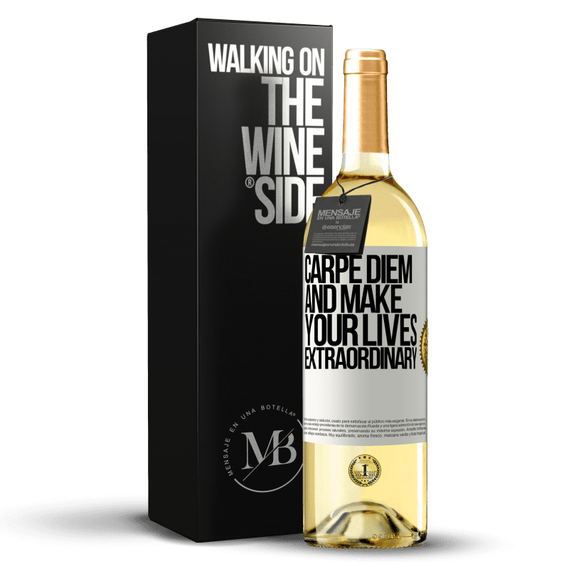 29,95 € Free Shipping | White Wine WHITE Edition Carpe Diem and make your lives extraordinary White Label. Customizable label Young wine Harvest 2025 Verdejo