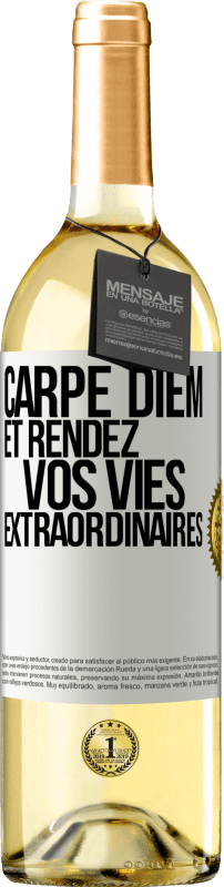 29,95 € | Vin blanc Édition WHITE Carpe Diem et rendez vos vies extraordinaires Étiquette Blanche. Étiquette personnalisable Vin jeune Récolte 2023 Verdejo