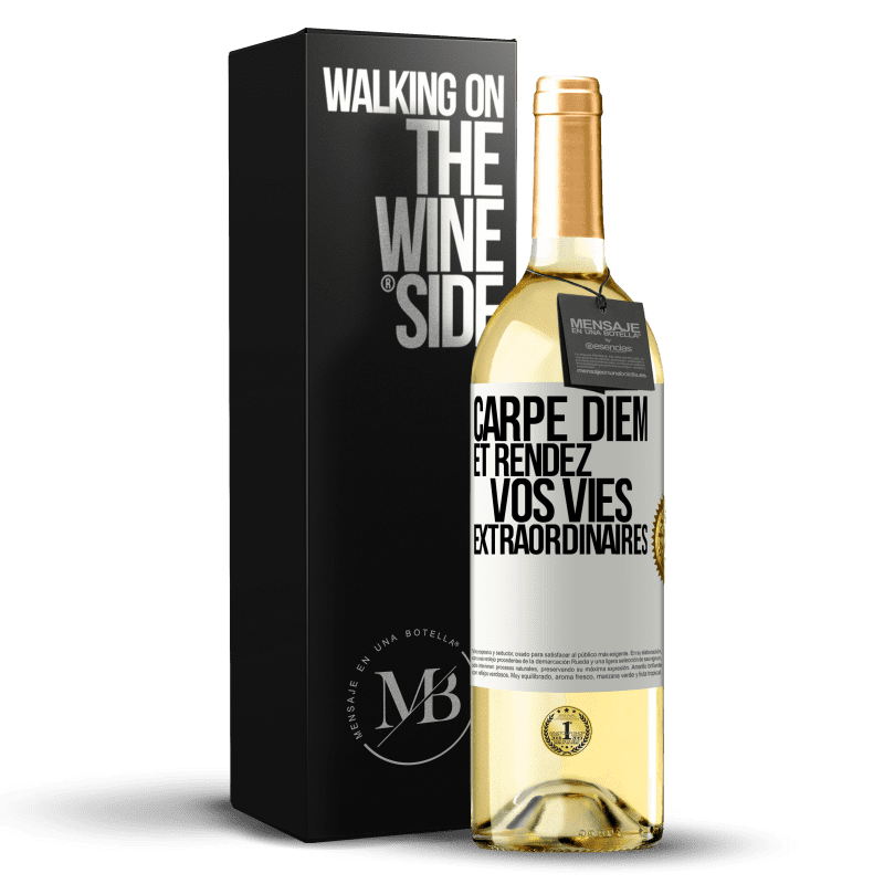 29,95 € Envoi gratuit | Vin blanc Édition WHITE Carpe Diem et rendez vos vies extraordinaires Étiquette Blanche. Étiquette personnalisable Vin jeune Récolte 2023 Verdejo