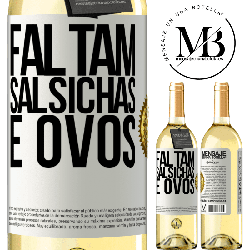 29,95 € Envio grátis | Vinho branco Edição WHITE Faltam salsichas e ovos Etiqueta Branca. Etiqueta personalizável Vinho jovem Colheita 2023 Verdejo