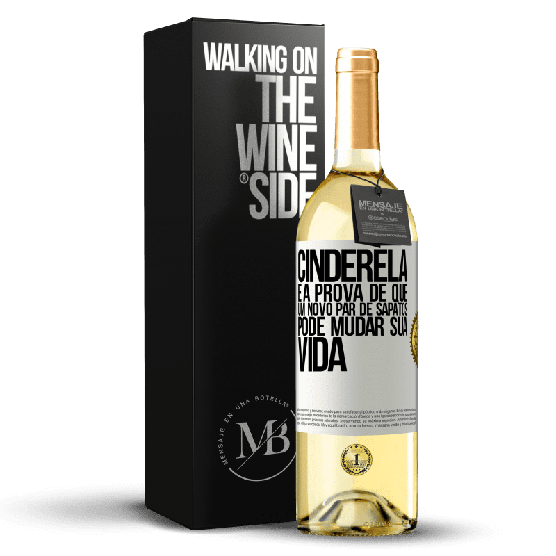 29,95 € Envio grátis | Vinho branco Edição WHITE Cinderela é a prova de que um novo par de sapatos pode mudar sua vida Etiqueta Branca. Etiqueta personalizável Vinho jovem Colheita 2025 Verdejo