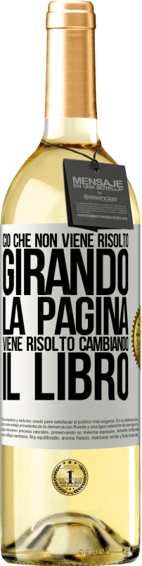 29,95 € Spedizione Gratuita | Vino bianco Edizione WHITE Ciò che non viene risolto girando la pagina, viene risolto cambiando il libro Etichetta Bianca. Etichetta personalizzabile Vino giovane Raccogliere 2025 Verdejo