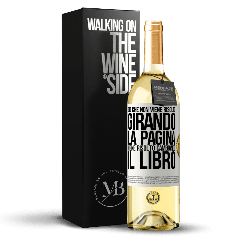 29,95 € Spedizione Gratuita | Vino bianco Edizione WHITE Ciò che non viene risolto girando la pagina, viene risolto cambiando il libro Etichetta Bianca. Etichetta personalizzabile Vino giovane Raccogliere 2024 Verdejo