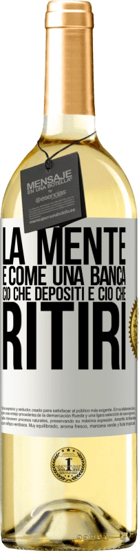 29,95 € Spedizione Gratuita | Vino bianco Edizione WHITE La mente è come una banca. Ciò che depositi è ciò che ritiri Etichetta Bianca. Etichetta personalizzabile Vino giovane Raccogliere 2025 Verdejo