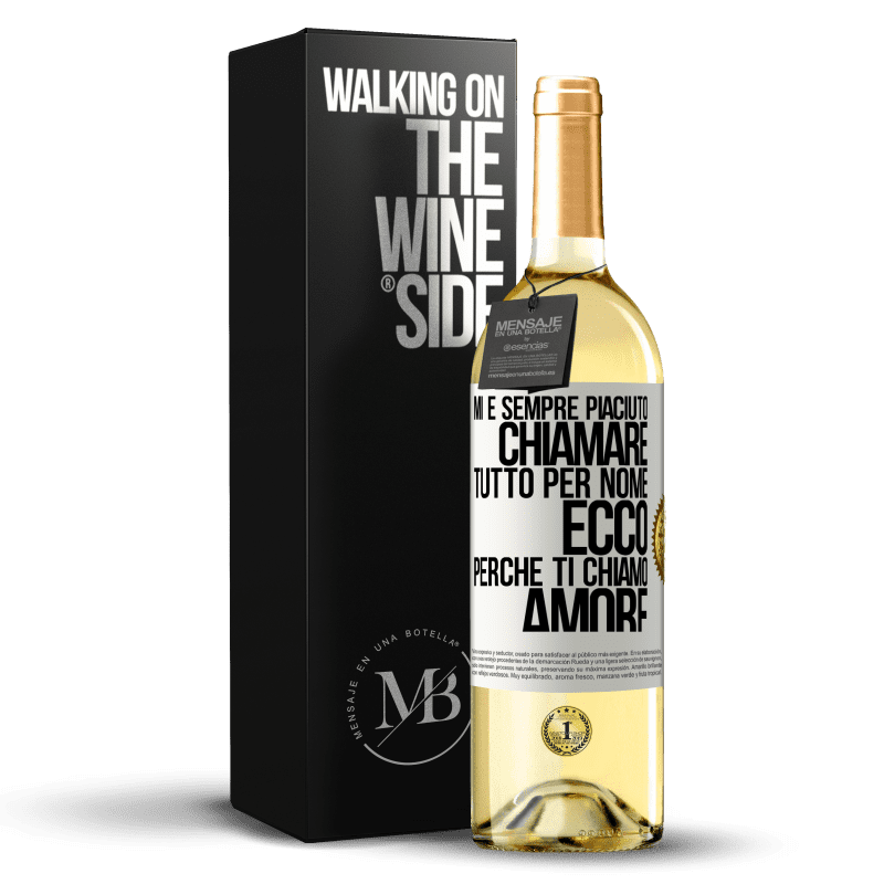 29,95 € Spedizione Gratuita | Vino bianco Edizione WHITE Mi è sempre piaciuto chiamare tutto per nome, ecco perché ti chiamo amore Etichetta Bianca. Etichetta personalizzabile Vino giovane Raccogliere 2024 Verdejo