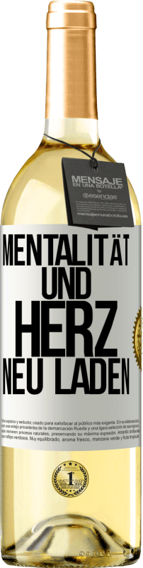 29,95 € | Weißwein WHITE Ausgabe Mentalität und Herz neu laden Weißes Etikett. Anpassbares Etikett Junger Wein Ernte 2024 Verdejo