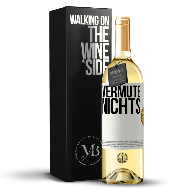 29,95 € Kostenloser Versand | Weißwein WHITE Ausgabe Vermute nichts Weißes Etikett. Anpassbares Etikett Junger Wein Ernte 2023 Verdejo