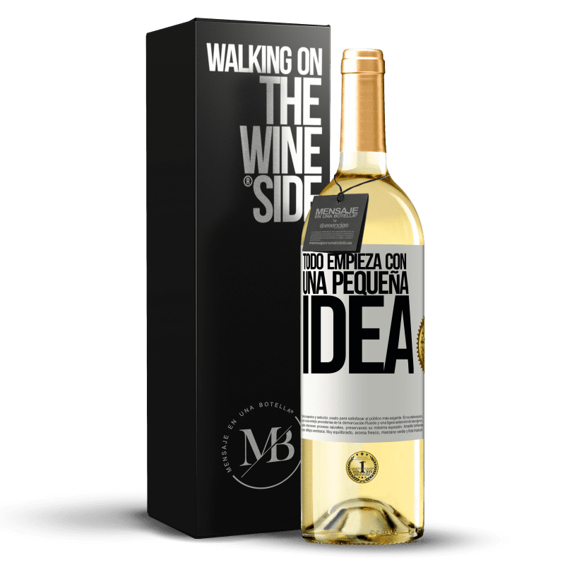 29,95 € Envío gratis | Vino Blanco Edición WHITE Todo empieza con una pequeña idea Etiqueta Blanca. Etiqueta personalizable Vino joven Cosecha 2024 Verdejo