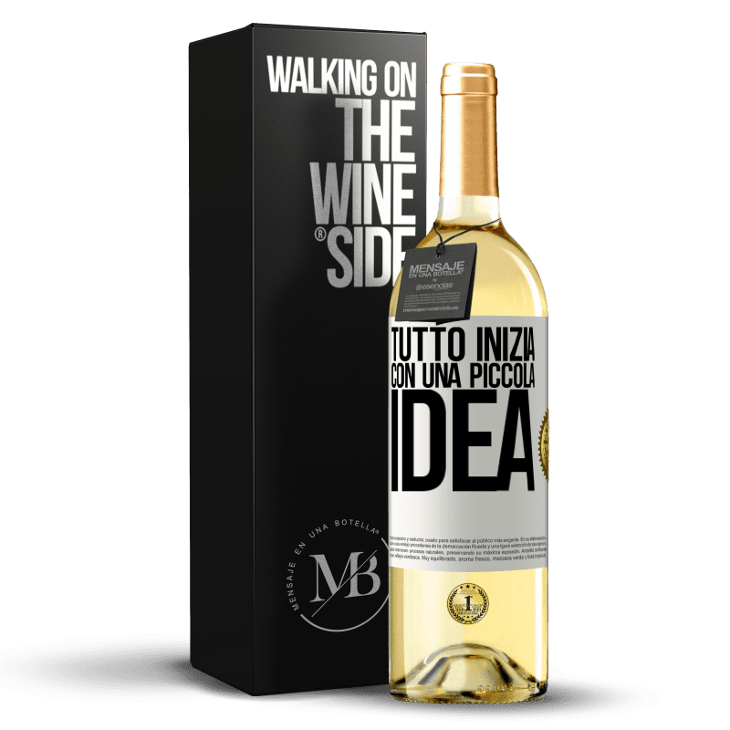 29,95 € Spedizione Gratuita | Vino bianco Edizione WHITE Tutto inizia con una piccola idea Etichetta Bianca. Etichetta personalizzabile Vino giovane Raccogliere 2023 Verdejo