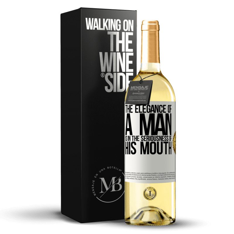 29,95 € 送料無料 | 白ワイン WHITEエディション 男の優雅さは彼の口の真剣さにある ホワイトラベル. カスタマイズ可能なラベル 若いワイン 収穫 2023 Verdejo