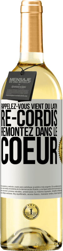 29,95 € | Vin blanc Édition WHITE RAPPELEZ-VOUS, du latin re-cordis, remontez dans le coeur Étiquette Blanche. Étiquette personnalisable Vin jeune Récolte 2024 Verdejo