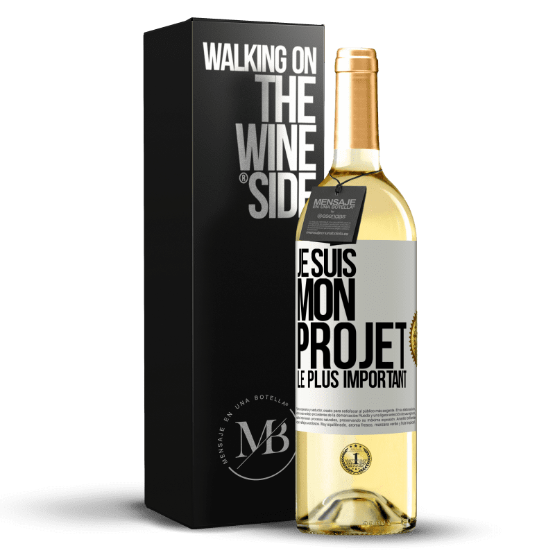 29,95 € Envoi gratuit | Vin blanc Édition WHITE Je suis mon projet le plus important Étiquette Blanche. Étiquette personnalisable Vin jeune Récolte 2023 Verdejo